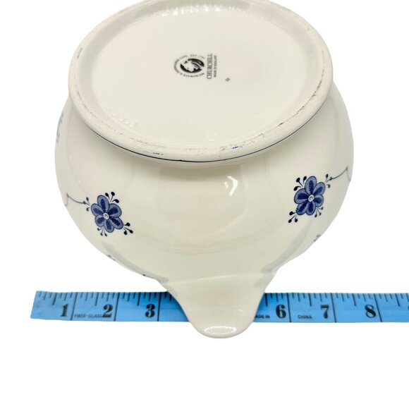 Churchill Serving Bowl with Lid 8 inch Diameter White Blue Floral Design England - Picture 12 of 12